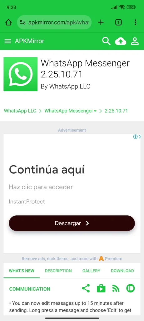Muestra como instalar aplicaciones como WhatsApp sin Play Store