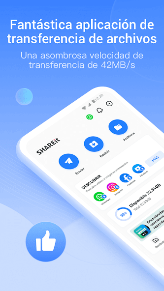 Imagen que muestra la interfaz principal de la aplicación Shareit